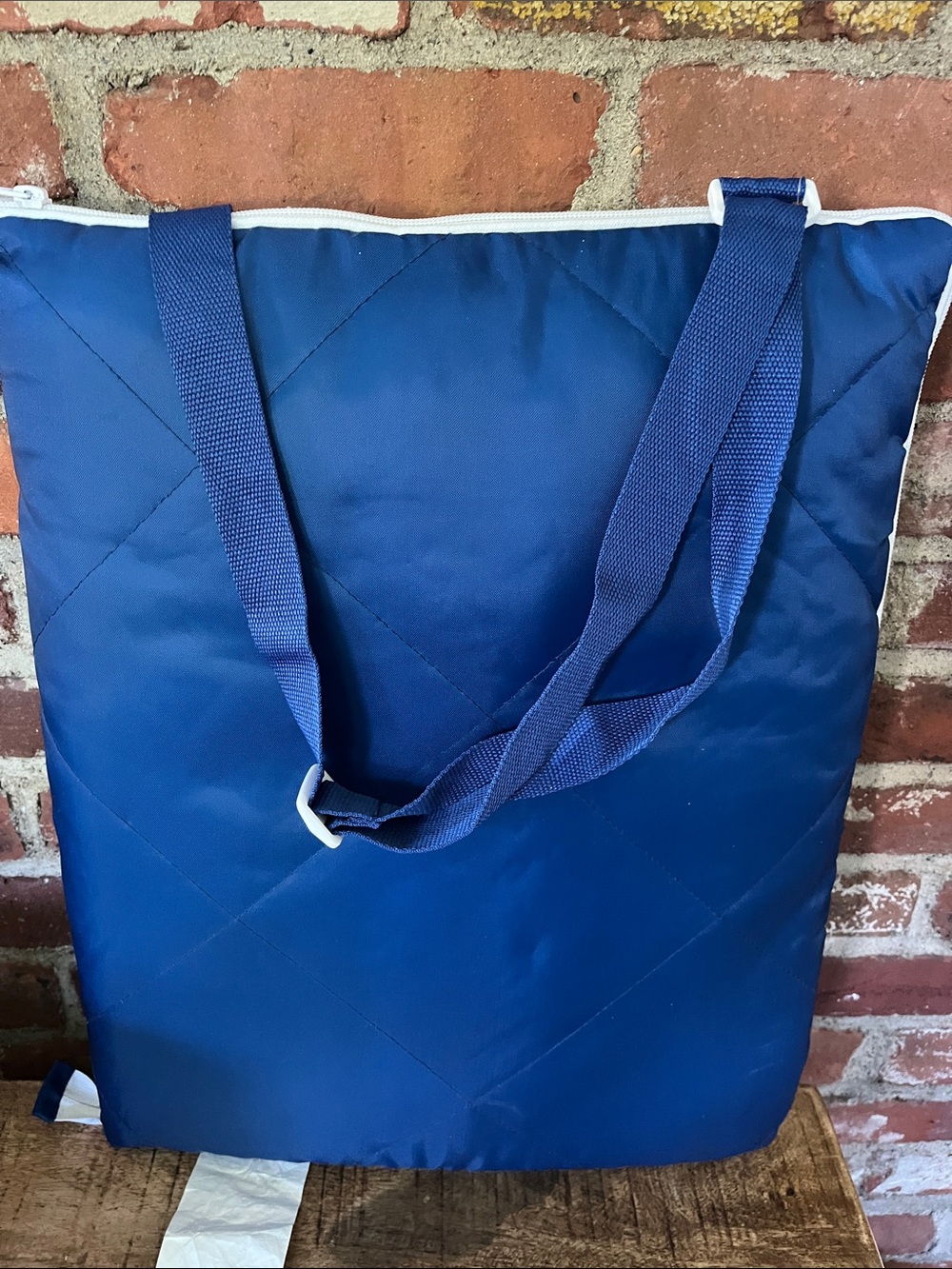 Martha Stewart Zippered Beach Blanket in Navy, Aqua & White - Picture 5 of 6